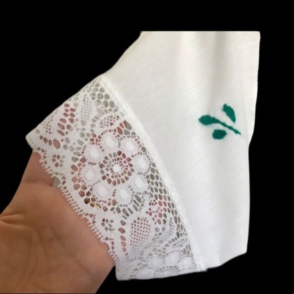 Hand-Embroidered Lace Trimmed Peasant Blouse Boho Bohemian Festival Top White - Picture 4 of 12